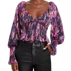 NWT WAYF Heartbreaker Smocked Top in Multi